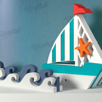 Intra απο ξύλο plywood 3mm-4mm πάχος 3D Ocean Shelf Sitter Δίασταση 30x20 cm INTRAFABR-121598111 - Image 1