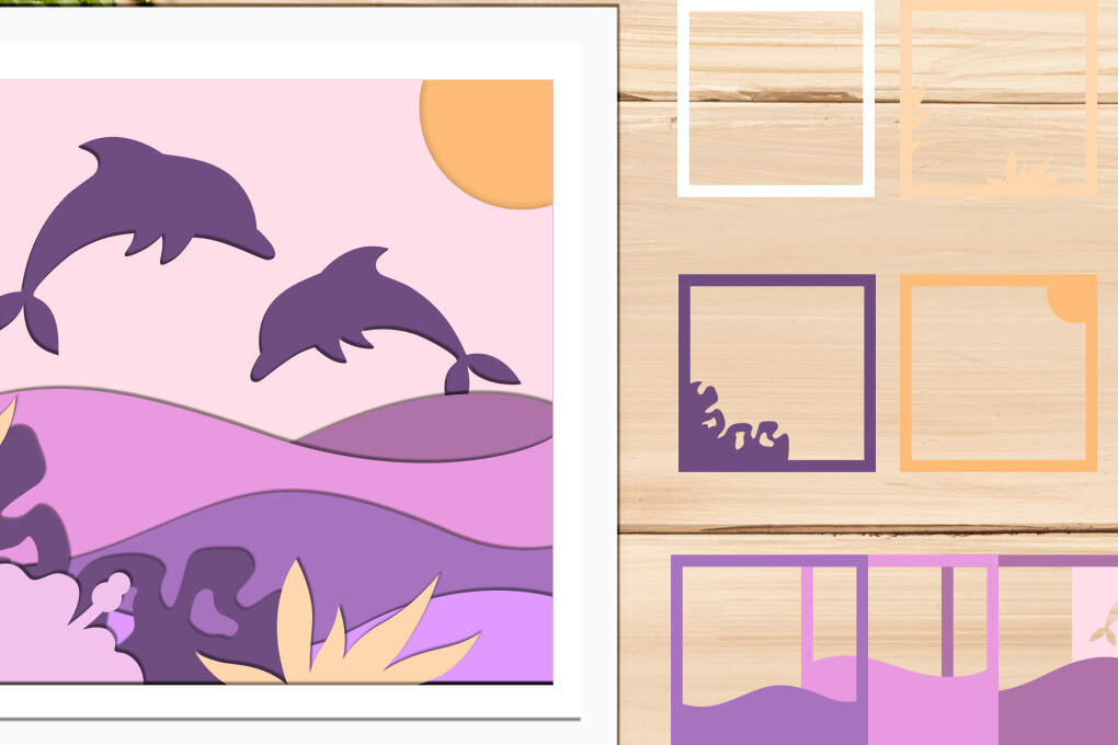 Intra απο ξύλο plywood 3mm-4mm πάχος 3d Ocean Wave Shadow Box, Καλοκαίρι με στρώματα Δίασταση 8x8 cm INTRAFABR-69160303