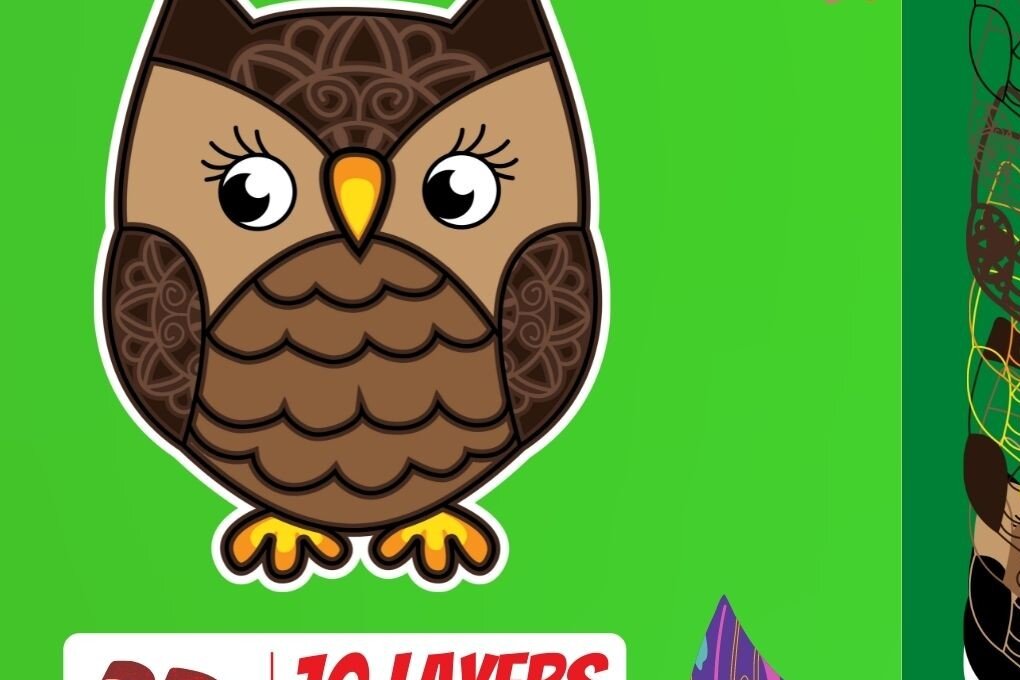 Intra απο ξύλο plywood 3mm-4mm πάχος αποκοπής 3D Owl Δίασταση 30x20 cm INTRAFABR-17648490