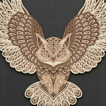 Intra απο ξύλο plywood 3mm-4mm πάχος 3d Owl , Mandala Layered Owl Δίασταση 7x7 cm INTRAFABR-124387869 - Image 2