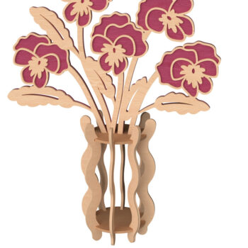 Intra απο ξύλο plywood 3mm-4mm πάχος 3D Pansy Flower Vase Cut  Δίασταση 30x20 cm INTRAFABR-111957342 - Image 1