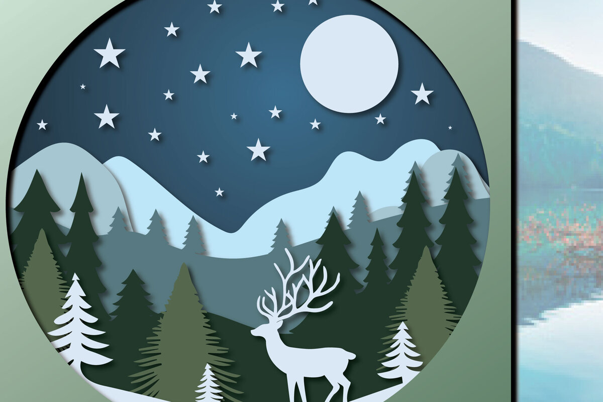 Intra απο ξύλο plywood 3mm-4mm πάχος 3D Paper Cut Forest Landscape Δίασταση 40x40 cm INTRAFABR-96370017 - Image 1