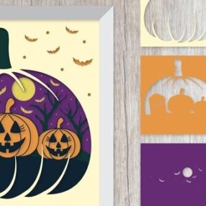 Intra απο ξύλο plywood 3mm-4mm πάχος 3D Papercut Halloween Pumpkin Layered Δίασταση 750x500 cm INTRAFABR-77376621