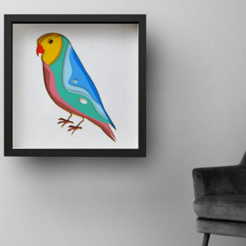 Intra απο ξύλο plywood 3mm-4mm πάχος 3D Parrot Shadow Box , Mandala Δίασταση 30x30 cm INTRAFABR-75622726 - Image 2
