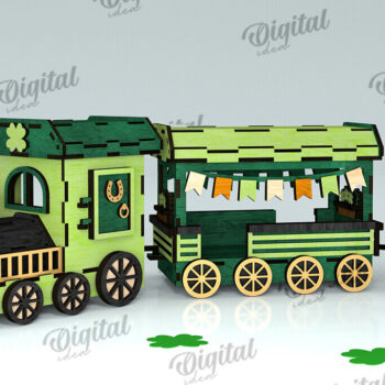 Intra απο ξύλο plywood 3mm-4mm πάχος 3D Patrick's Day Train Cut  Design Δίασταση 30x20 cm INTRAFABR-116139375 - Image 1