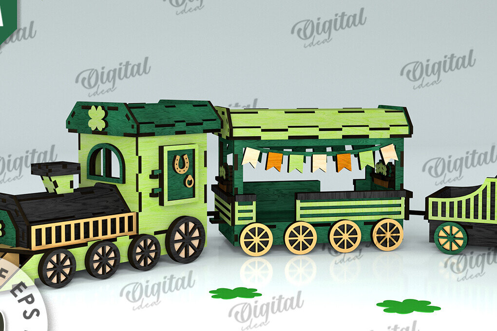 Intra απο ξύλο plywood 3mm-4mm πάχος 3D Patrick's Day Train Cut  Design Δίασταση 30x20 cm INTRAFABR-116139375