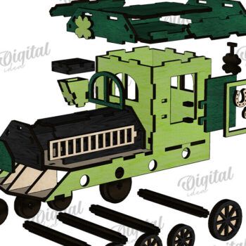 Intra απο ξύλο plywood 3mm-4mm πάχος 3D Patrick's Day Train Cut  Design Δίασταση 30x20 cm INTRAFABR-116139375 - Image 3