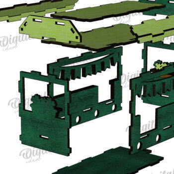 Intra απο ξύλο plywood 3mm-4mm πάχος 3D Patrick's Day Train Cut  Design Δίασταση 30x20 cm INTRAFABR-116139375 - Image 5