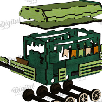 Intra απο ξύλο plywood 3mm-4mm πάχος 3D Patrick's Day Train Cut  Design Δίασταση 30x20 cm INTRAFABR-116139375 - Image 6
