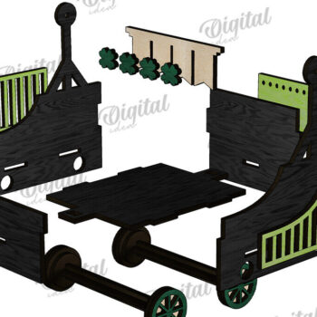 Intra απο ξύλο plywood 3mm-4mm πάχος 3D Patrick's Day Train Cut  Design Δίασταση 30x20 cm INTRAFABR-116139375 - Image 8