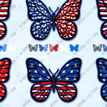 Intra απο ξύλο plywood 3mm-4mm πάχος 3D Patriotic Butterfly Papercut Δίασταση 3600x3600 cm INTRAFABR-13734483 - Image 1