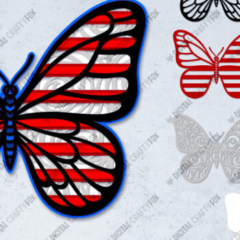Intra απο ξύλο plywood 3mm-4mm πάχος 3D Patriotic Butterfly Papercut Δίασταση 3600x3600 cm INTRAFABR-13734483 - Image 2