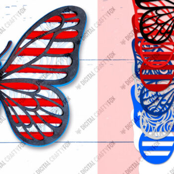 Intra απο ξύλο plywood 3mm-4mm πάχος 3D Patriotic Butterfly Papercut Δίασταση 3600x3600 cm INTRAFABR-13734483 - Image 3