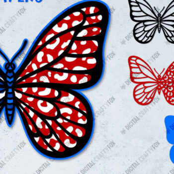 Intra απο ξύλο plywood 3mm-4mm πάχος 3D Patriotic Butterfly Papercut Δίασταση 3600x3600 cm INTRAFABR-13734483 - Image 5