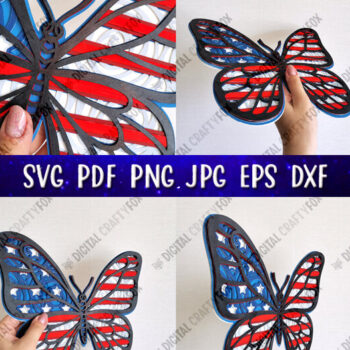 Intra απο ξύλο plywood 3mm-4mm πάχος 3D Patriotic Butterfly Papercut Δίασταση 3600x3600 cm INTRAFABR-13734483 - Image 4