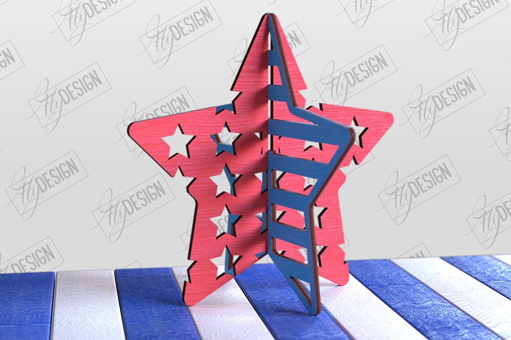Intra απο ξύλο plywood 3mm-4mm πάχος 3D Patriotic Stand | Αμερικανικό σύμβολο Δίασταση 15x15 cm INTRAFABR-97751744