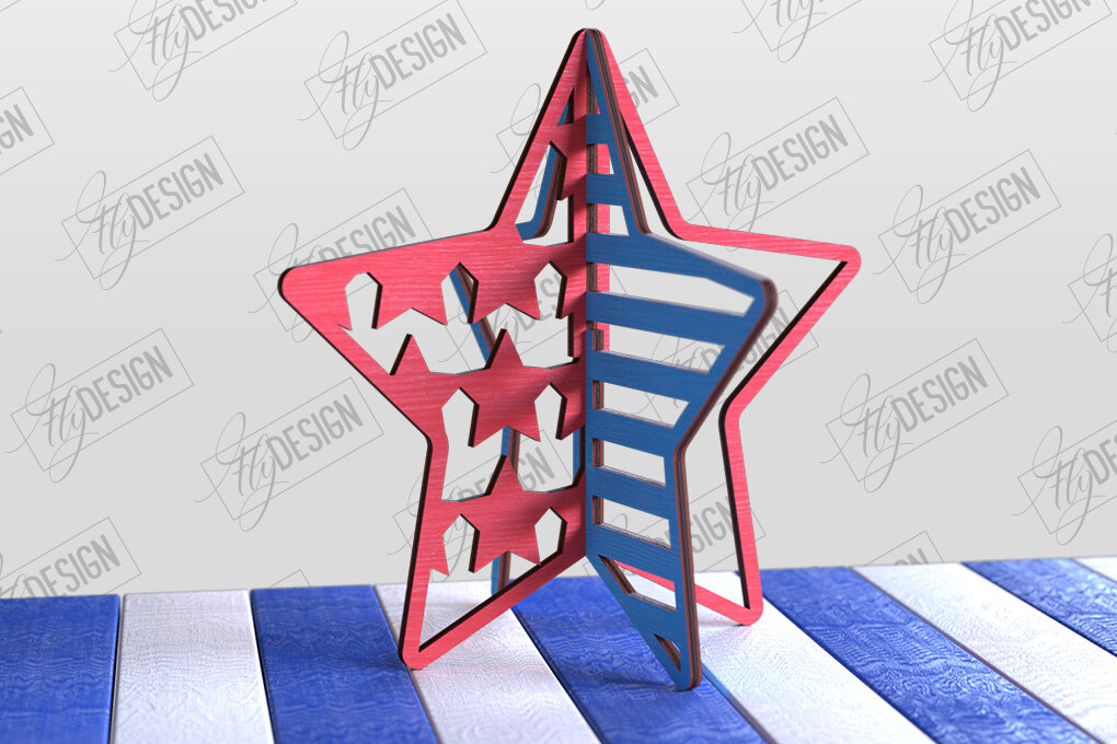 Intra απο ξύλο plywood 3mm-4mm πάχος 3D Patriotic Stand | Αμερικανικό σύμβολο Δίασταση 15x15 cm INTRAFABR-97751758 - Image 1