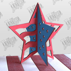 Intra απο ξύλο plywood 3mm-4mm πάχος 3D Patriotic Stars | Διακοσμητικά αστέρια Δίασταση 15x15 cm INTRAFABR-97756688