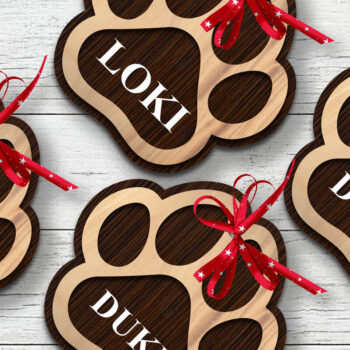 Intra απο ξύλο plywood 3mm-4mm πάχος Στολίδι 3D Paw Print Layered Δίασταση 8x8 cm INTRAFABR-26356536 - Image 1