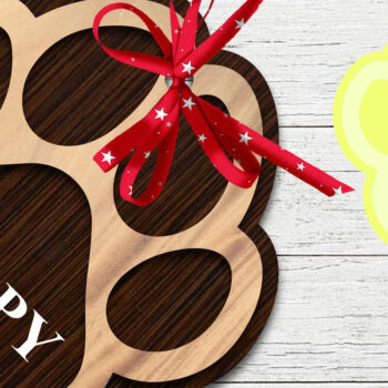 Intra απο ξύλο plywood 3mm-4mm πάχος Στολίδι 3D Paw Print Layered Δίασταση 8x8 cm INTRAFABR-26356536 - Image 2