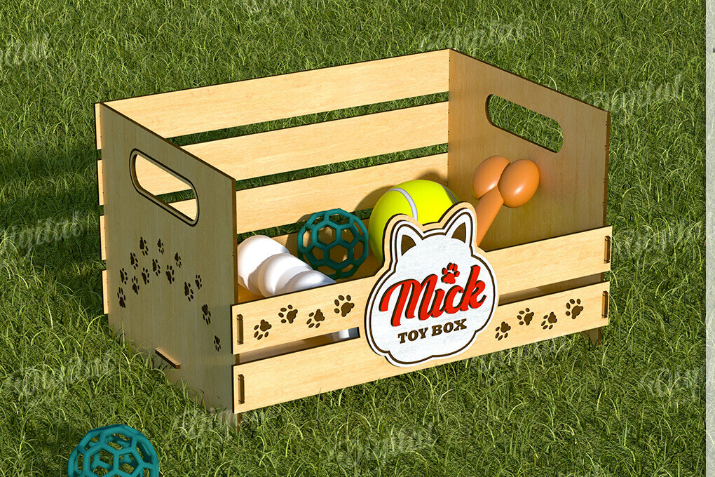 Intra απο ξύλο plywood 3mm-4mm πάχος 3D εξατομικευμένο καλάθι παιχνιδιών για κατοικίδια Δίασταση 30x20 cm INTRAFABR-119548508