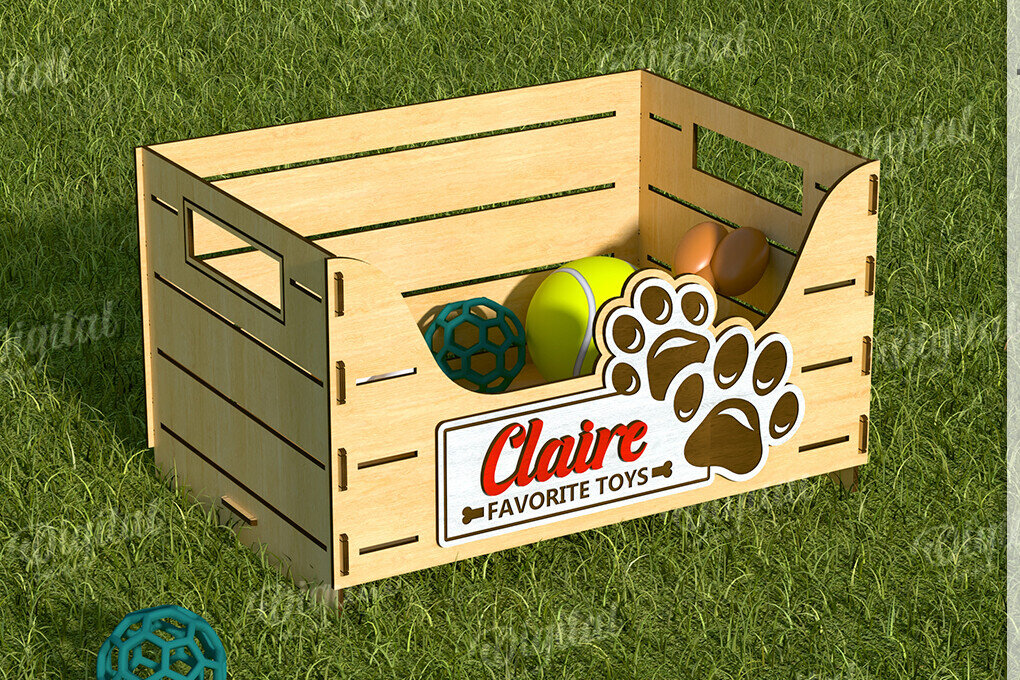 Intra απο ξύλο plywood 3mm-4mm πάχος 3D εξατομικευμένο καλάθι παιχνιδιών για κατοικίδια Δίασταση 30x20 cm INTRAFABR-119549013