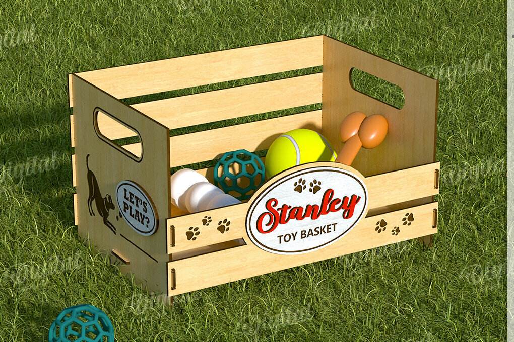 Intra απο ξύλο plywood 3mm-4mm πάχος 3D εξατομικευμένο καλάθι παιχνιδιών για κατοικίδια Δίασταση 30x20 cm INTRAFABR-119548311