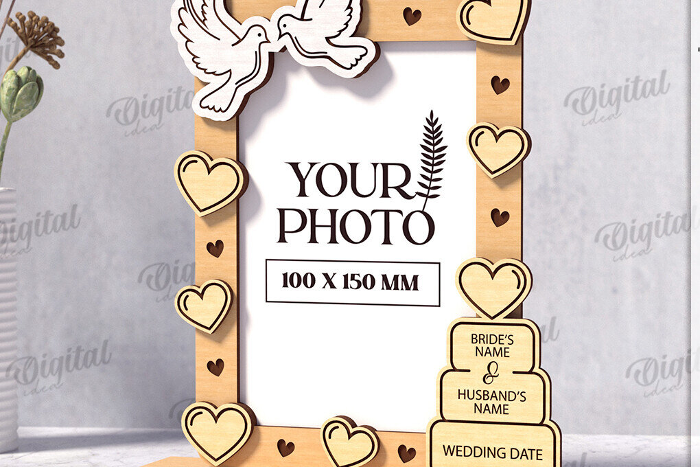 Intra απο ξύλο plywood 3mm-4mm πάχος Τρισδιάστατο εξατομικευμένο λέιζερ κορνίζας γάμου Δίασταση 20x30 cm INTRAFABR-121120555