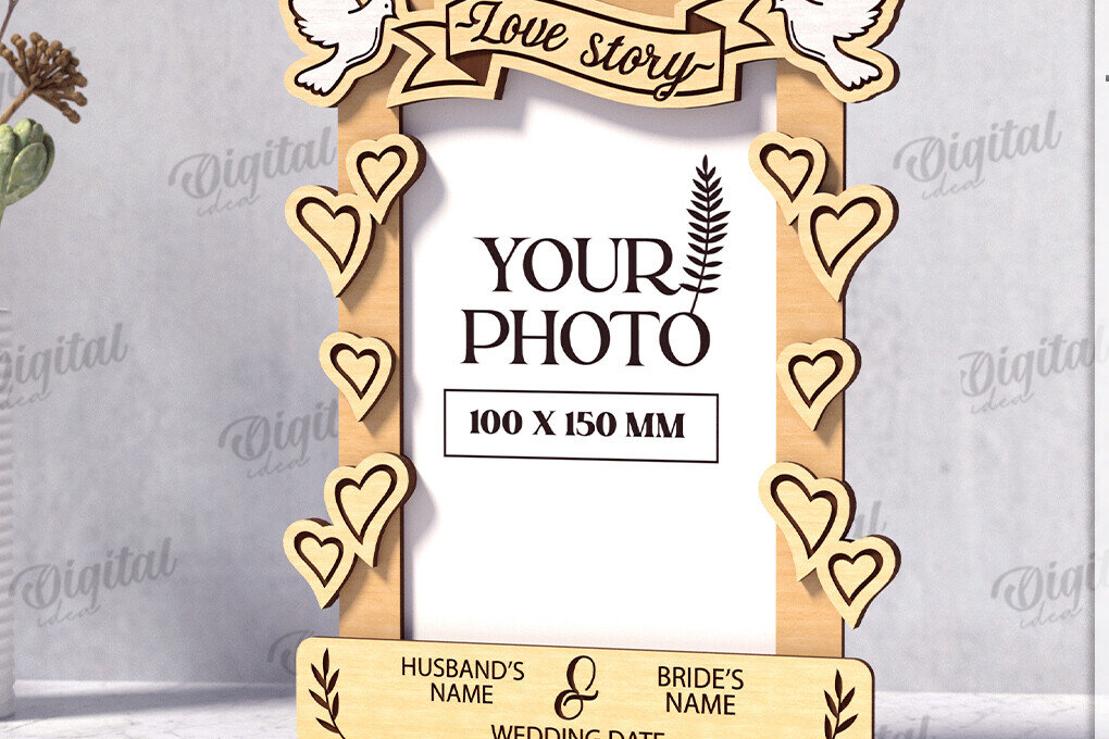 Intra απο ξύλο plywood 3mm-4mm πάχος Τρισδιάστατο εξατομικευμένο λέιζερ κορνίζας γάμου Δίασταση 20x30 cm INTRAFABR-121120354