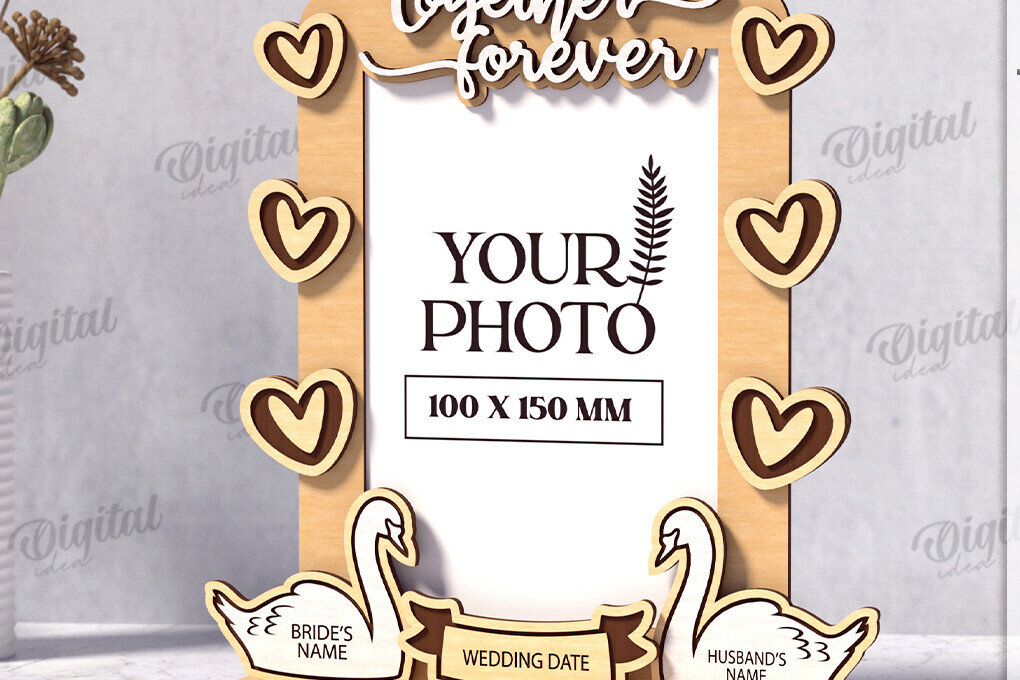 Intra απο ξύλο plywood 3mm-4mm πάχος Τρισδιάστατο εξατομικευμένο λέιζερ κορνίζας γάμου Δίασταση 20x30 cm INTRAFABR-121120417