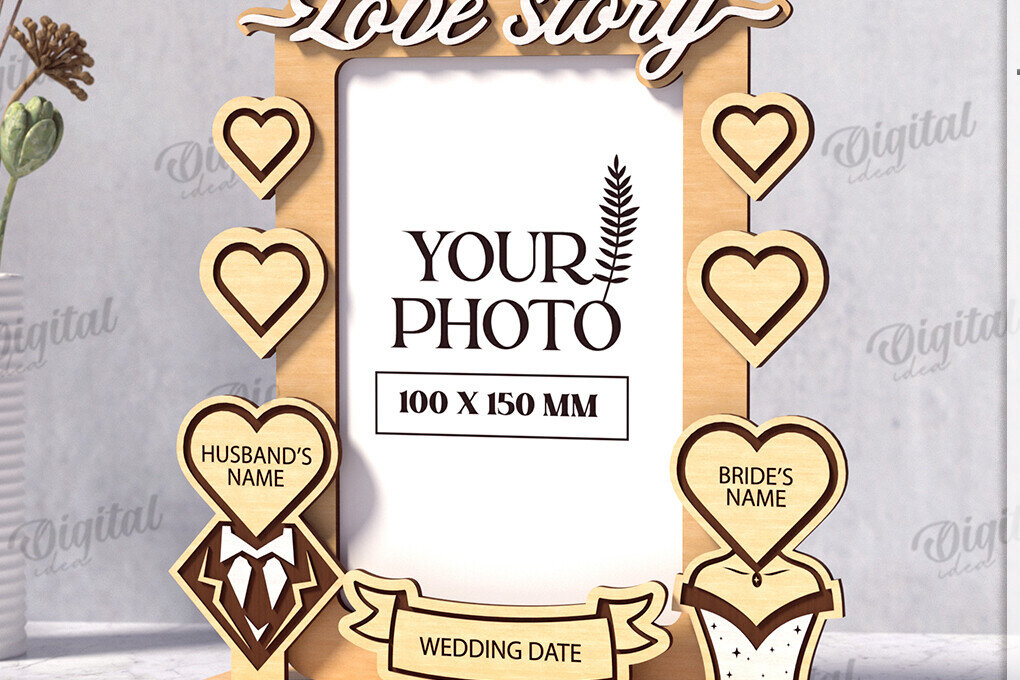 Intra απο ξύλο plywood 3mm-4mm πάχος Τρισδιάστατο εξατομικευμένο λέιζερ κορνίζας γάμου Δίασταση 20x30 cm INTRAFABR-121120489