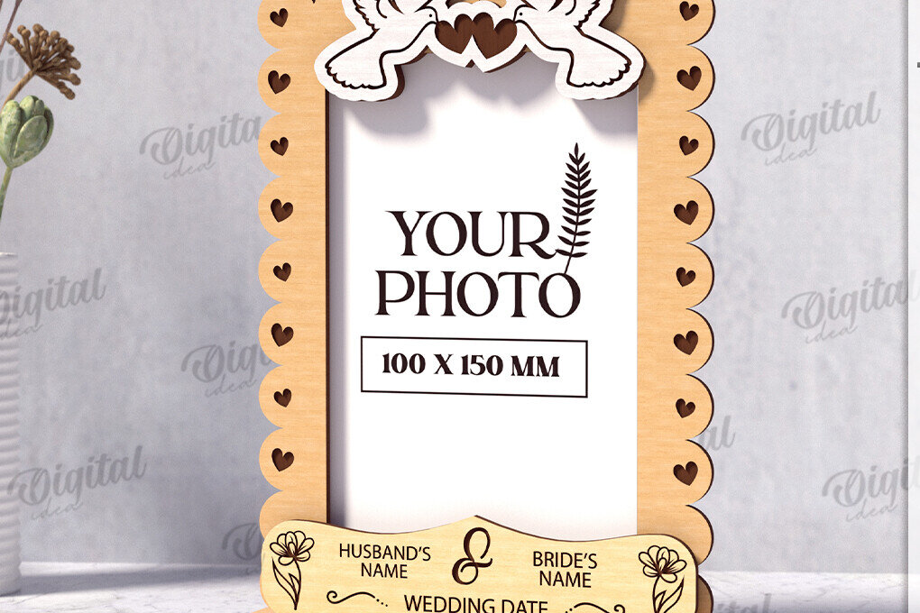 Intra απο ξύλο plywood 3mm-4mm πάχος Τρισδιάστατο εξατομικευμένο λέιζερ κορνίζας γάμου Δίασταση 20x30 cm INTRAFABR-121120519