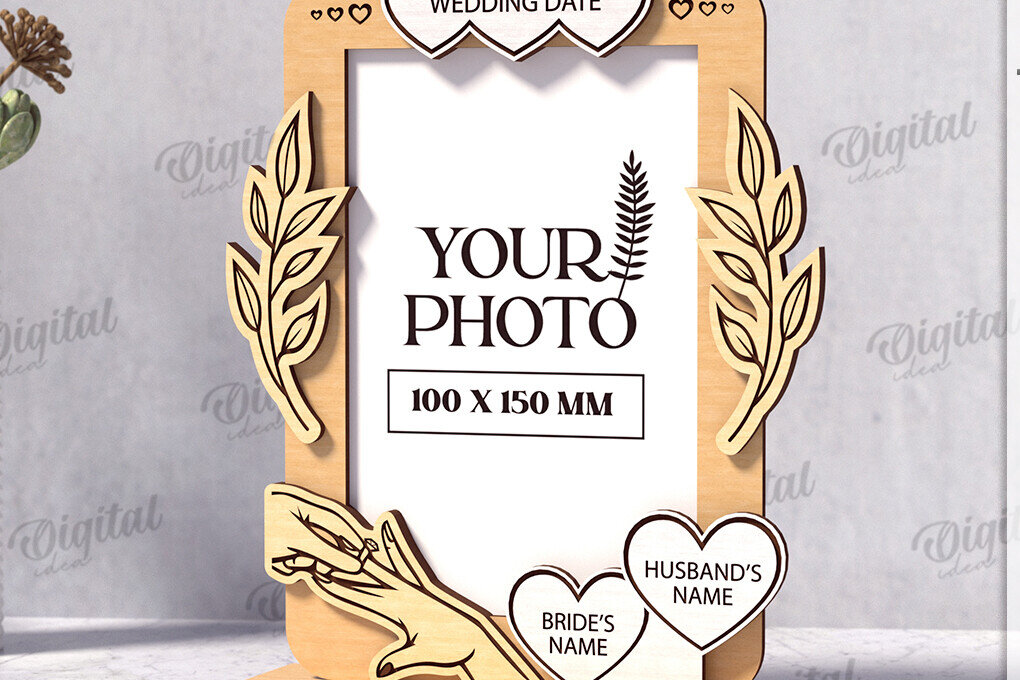 Intra απο ξύλο plywood 3mm-4mm πάχος Τρισδιάστατο εξατομικευμένο λέιζερ κορνίζας γάμου Δίασταση 20x30 cm INTRAFABR-121120307