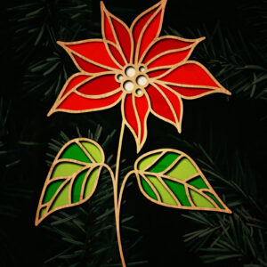 Intra απο ξύλο plywood 3mm-4mm πάχος Τρισδιάστατη Poinsettia Flower Δίασταση 15x15 cm INTRAFABR-111632824