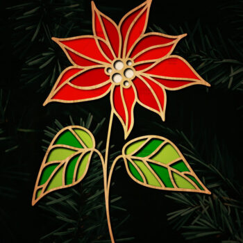Intra απο ξύλο plywood 3mm-4mm πάχος Τρισδιάστατη Poinsettia Flower Δίασταση 15x15 cm INTRAFABR-111632824 - Image 1