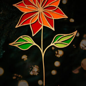 Intra απο ξύλο plywood 3mm-4mm πάχος Τρισδιάστατη Poinsettia Flower Δίασταση 15x15 cm INTRAFABR-111632840