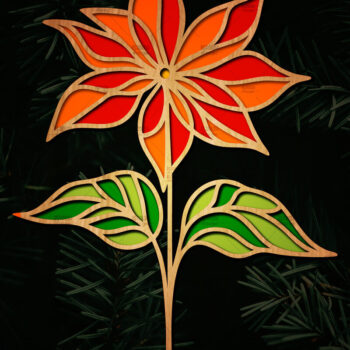 Intra απο ξύλο plywood 3mm-4mm πάχος Τρισδιάστατη Poinsettia Flower Δίασταση 15x15 cm INTRAFABR-111632859 - Image 1