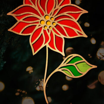 Intra απο ξύλο plywood 3mm-4mm πάχος Τρισδιάστατη Poinsettia Flower Δίασταση 15x15 cm INTRAFABR-111632898 - Image 1