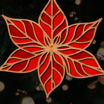 Intra απο ξύλο plywood 3mm-4mm πάχος Τρισδιάστατη Poinsettia Flower Δίασταση 15x15 cm INTRAFABR-111632935 - Image 1