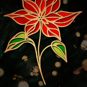 Intra απο ξύλο plywood 3mm-4mm πάχος Τρισδιάστατη Poinsettia Flower Δίασταση 15x15 cm INTRAFABR-111632789