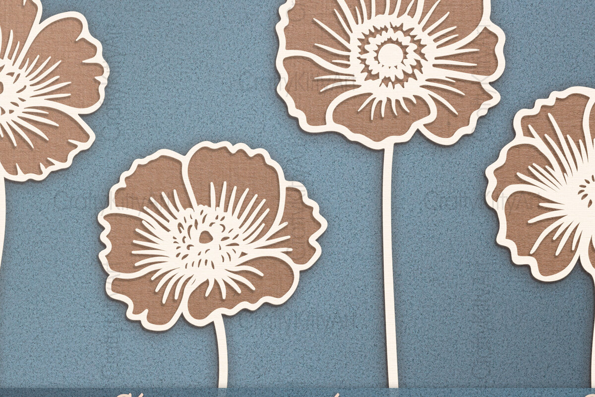 Intra απο ξύλο plywood 3mm-4mm πάχος από χαρτί 3D Poppy Flowers Δίασταση 30x20 cm INTRAFABR-121268729
