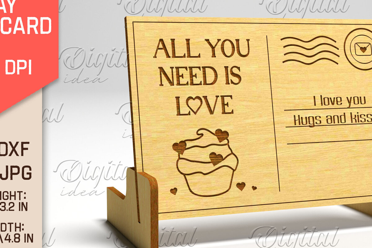 Intra απο ξύλο plywood 3mm-4mm πάχος 3D καρτ ποστάλ. Καρτ ποστάλ για την ημέρα του Αγίου Βαλεντίνου Δίασταση 15x15 cm INTRAFABR-84750771 - Image 1