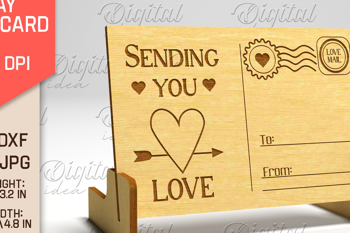 Intra απο ξύλο plywood 3mm-4mm πάχος 3D καρτ ποστάλ. Καρτ ποστάλ για την ημέρα του Αγίου Βαλεντίνου Δίασταση 15x15 cm INTRAFABR-84750681