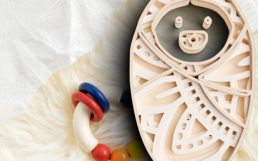 Intra απο ξύλο plywood 3mm-4mm πάχος 3D Εγκυμοσύνη Baby Shower 4 στρώσεων Δίασταση 30x30 cm INTRAFABR-77074229