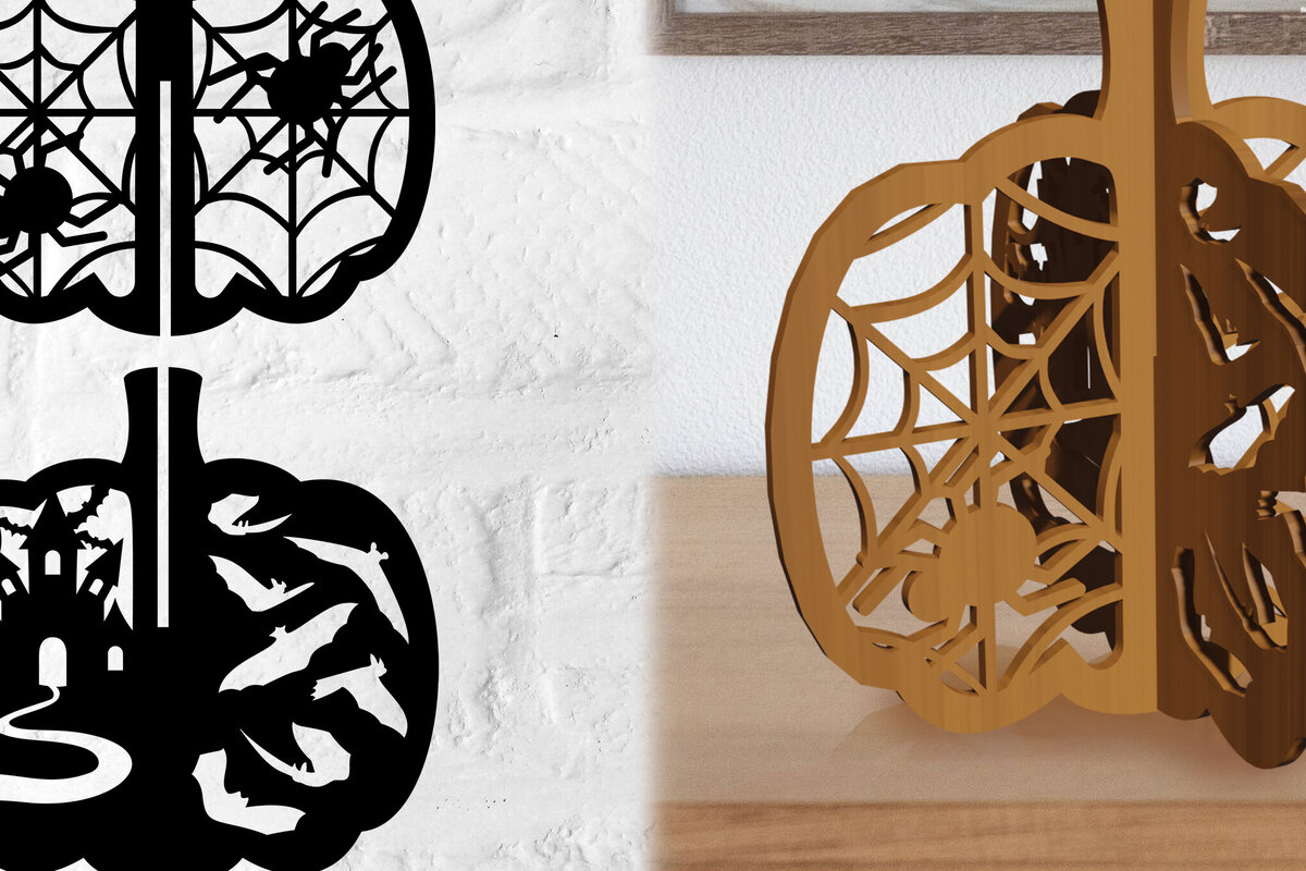 Intra απο ξύλο plywood 3mm-4mm πάχος Τρισδιάστατη κολοκύθας Δίασταση 15x15 cm INTRAFABR-79137420