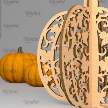 Intra απο ξύλο plywood 3mm-4mm πάχος Τρισδιάστατη κοπή κολοκύθας με λέιζερ. Φθινοπωρινή κολοκύθα Δίασταση 15x15 cm INTRAFABR-102057639 - Image 1
