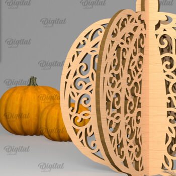 Intra απο ξύλο plywood 3mm-4mm πάχος Τρισδιάστατη κοπή κολοκύθας με λέιζερ. Φθινοπωρινή κολοκύθα Δίασταση 15x15 cm INTRAFABR-102057373 - Image 1