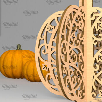 Intra απο ξύλο plywood 3mm-4mm πάχος Τρισδιάστατη κοπή κολοκύθας με λέιζερ. Φθινοπωρινή κολοκύθα Δίασταση 15x15 cm INTRAFABR-102057395 - Image 1