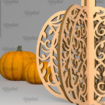 Intra απο ξύλο plywood 3mm-4mm πάχος Τρισδιάστατη κοπή κολοκύθας με λέιζερ. Φθινοπωρινή κολοκύθα Δίασταση 15x15 cm INTRAFABR-102057458 - Image 1