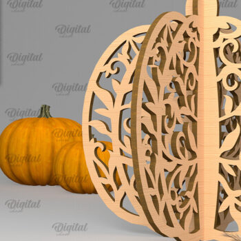 Intra απο ξύλο plywood 3mm-4mm πάχος Τρισδιάστατη κοπή κολοκύθας με λέιζερ. Φθινοπωρινή κολοκύθα Δίασταση 15x15 cm INTRAFABR-102057503 - Image 1